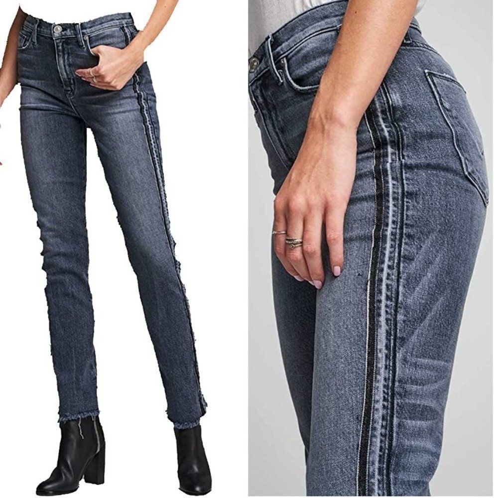 Hudson Zoeey Crop Jeans‎ Womens 26 High Rise Straight Custom sides Faded Black